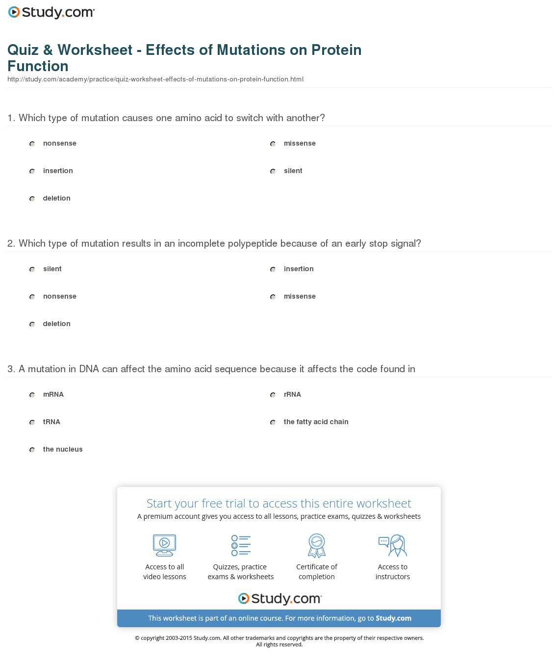 Dna Mutations Practice Worksheet Answers â Negima Worksheet
